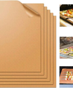 BBQ Grill Mat Set of 7-100% Non-Stick &Baking Mats. PFOA Free. Heavy Duty. Resuable and Easy to Clean. Works on Gas Charcoal and Electric BBQ (7 Pcs) (Copper)
