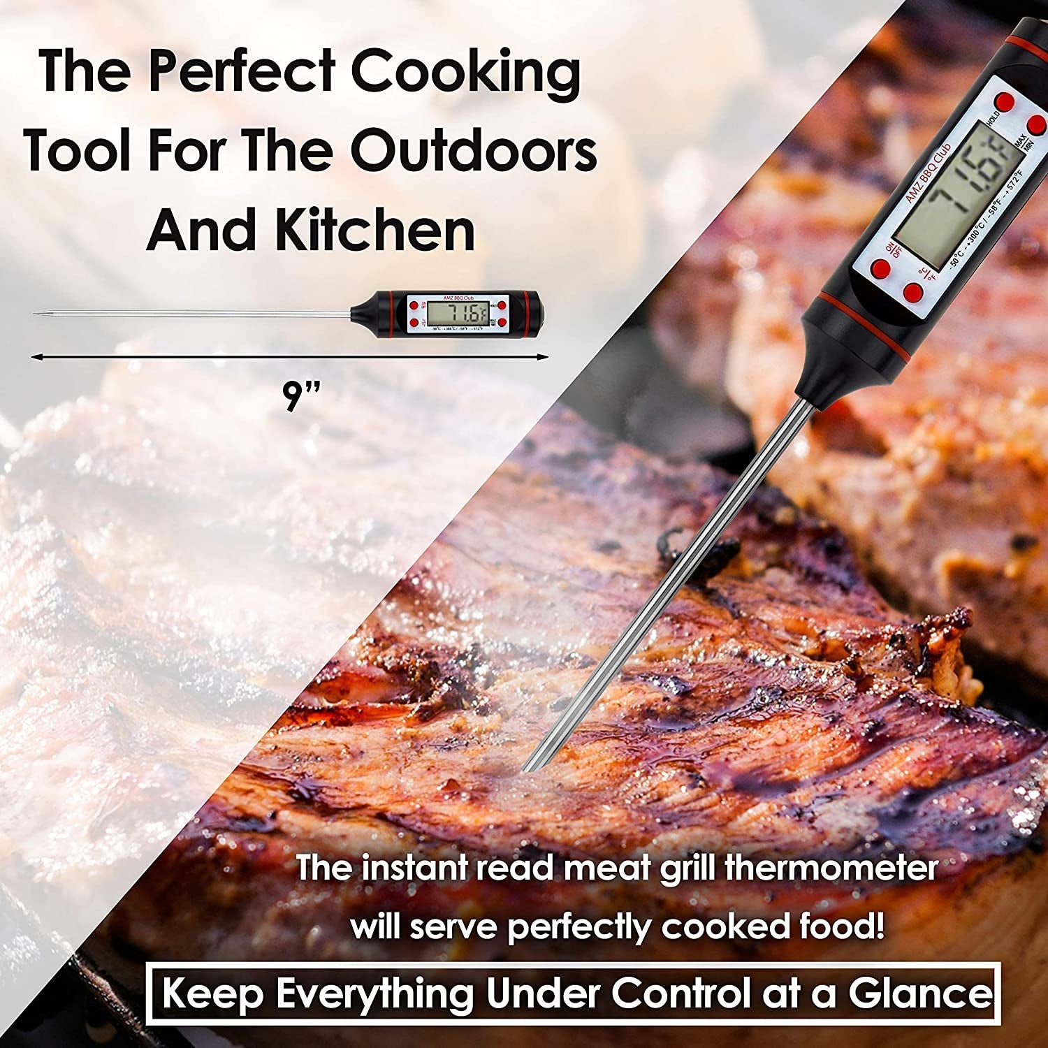 - Meat Claws Bbq Grill Accessories Set - 2 Silicone Gloves. Claws for Pulled Pork. BBQ Thermometer - Perfect Smoker Accessories Grilling Tools Gift Set for (Orange Glove-Thermometer-Claw) - Image 4