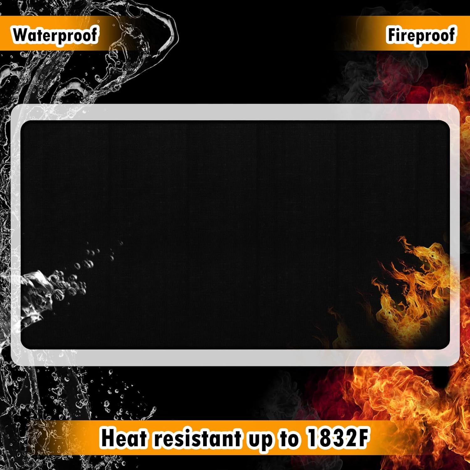 32X60 Indoor Fireplace Mat Fire Pit Mat.Under Grill Mat for Outdoor Grill Deck.Fire Resistant Floor Covering Protector.Oil-Proof Waterproof BBQ Fireproof Mat.Flame-Resistant Pad - Image 5