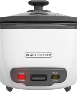 BLACK+DECKER 16-Cup Rice Cooker. 8-Cup Uncooked Rice. Steaming Basket. Removable Non-Stick Bowl. One Touch. Keep Warm