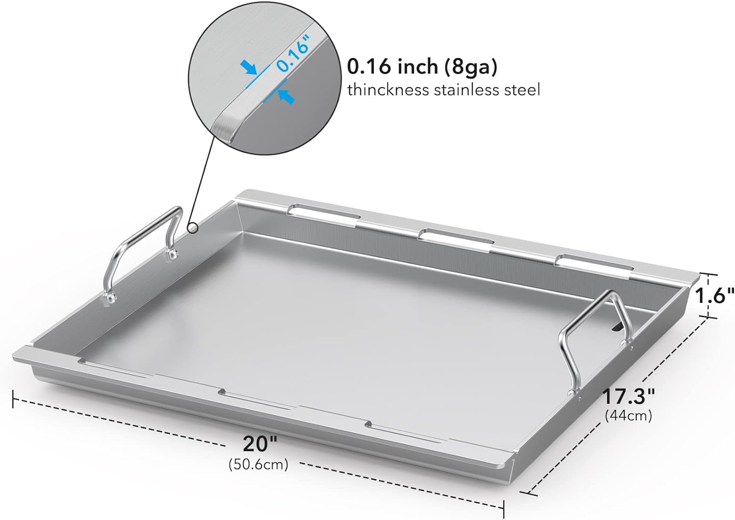 Full Size Griddle Insert for Weber Spirit 200 Series Gas Grill. Stainless Steel Flat Top Griddle for Weber Spirit I & II S-210 E-210 E-215 E-220 - Image 2