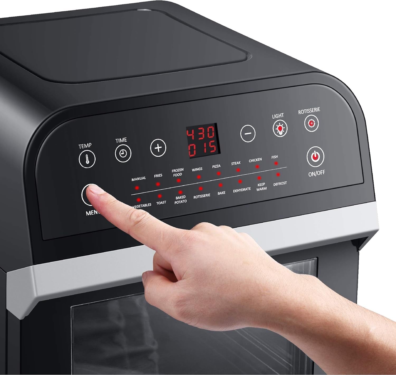 Gowise USA GW44800-O Deluxe 12.7-Quarts 15-In-1 Electric Air Fryer Oven with Rotisserie and Dehydrator + 50 Recipes QT. Black/Silver - Image 5