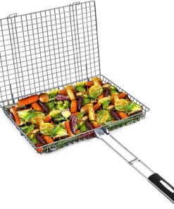 Grill Basket Extra Large.Grill Accessories for Outdoor Grill.Grilling Gifts for Men.Fish Grill Basket. Shrimp Vegetable. Veggie. Barbecue BBQ Rack. Camping Cooking. Unique Detachable Handle