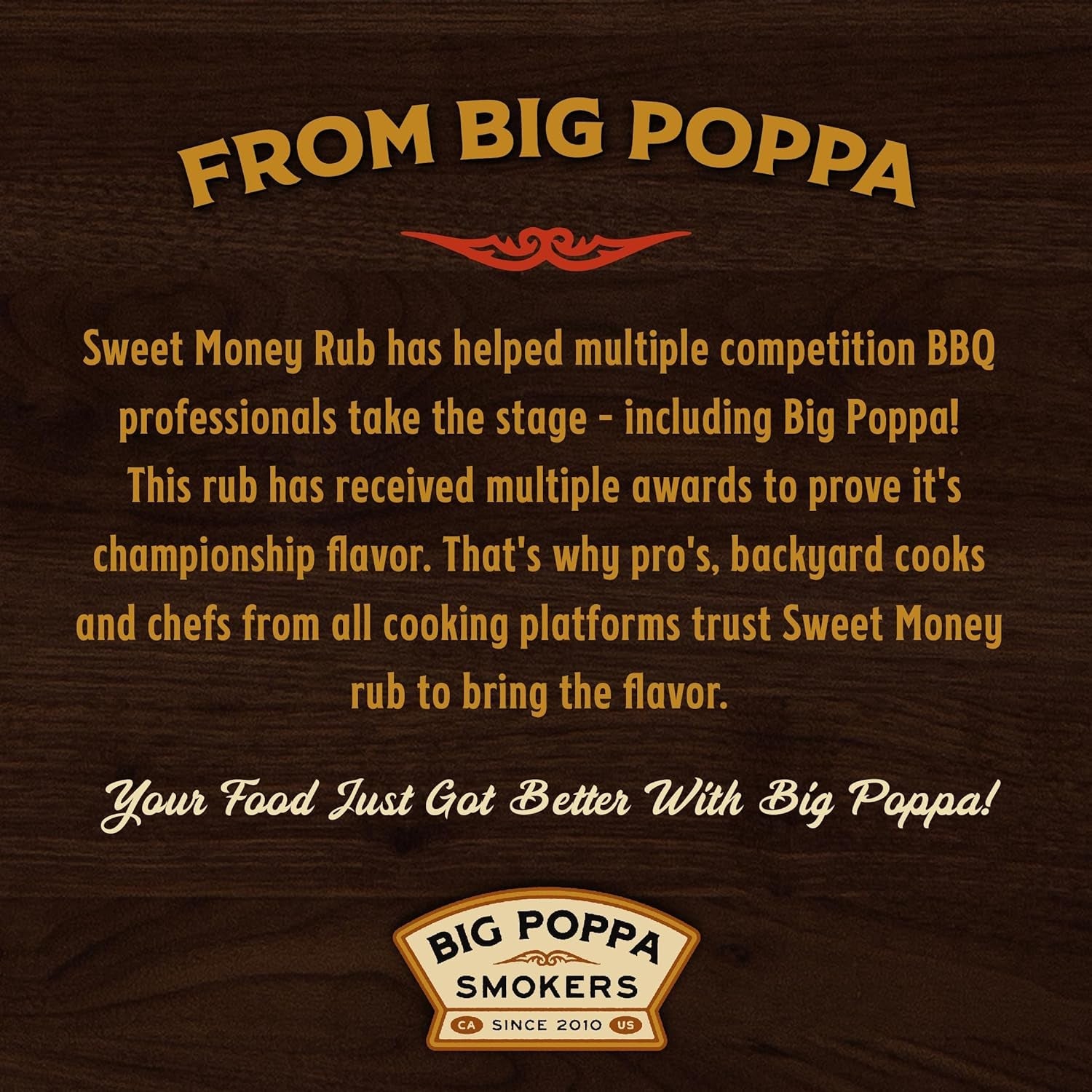 Big Poppa'S Sweet Money BBQ Rub — Award Winning Pork BBQ Rub — Gluten-Free Spice Mix — Dry Rubs for Smoking and Grilling with Granulated Honey (14 Oz) - Image 7