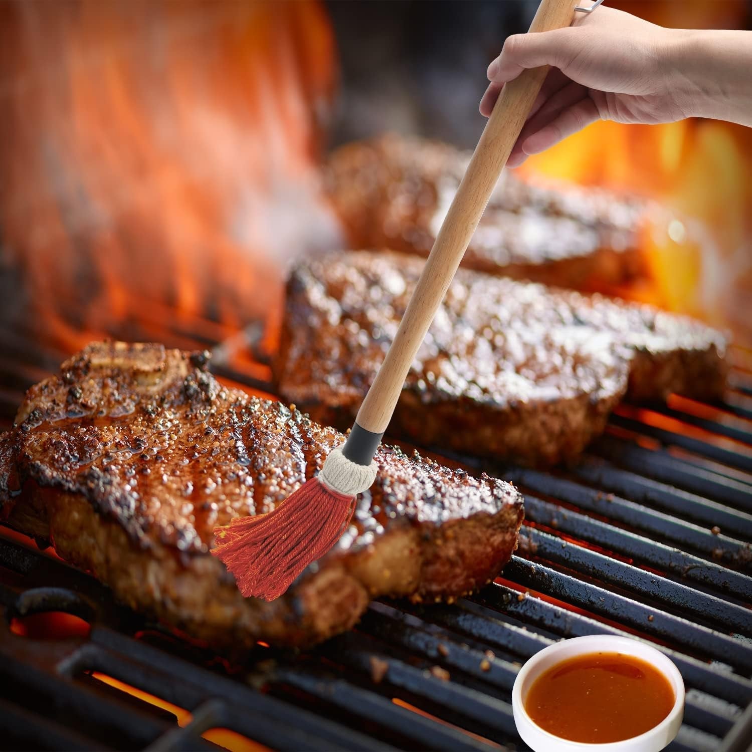 Safbbcue Barbecue Sauce Basting Brushes Mops for Grilling Ribs. Chicken. Brisket. and Other Meats Spreading Marinade/Oil. Easy to Use and Clean -18. 4Pcs - Image 5