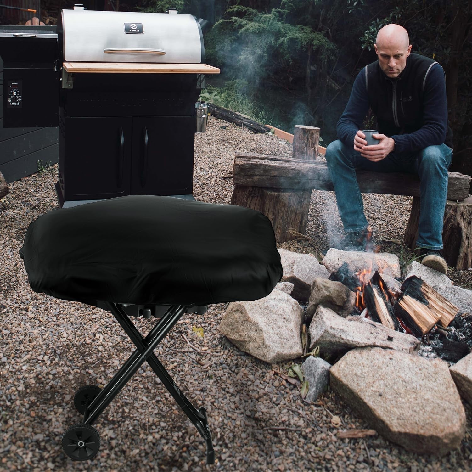 BBQ Grill Cover. Black BBQ Cover Portable Grill Cover Waterproof BBQ Grill Cover Compatible with Coleman Roadtrip LXX. LXE and 285. Adjustable Grill Cover - Image 5