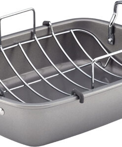 Circulon Nonstick Roasting Pan / Roaster with Rack - 17 Inch X 13 Inch. Gray
