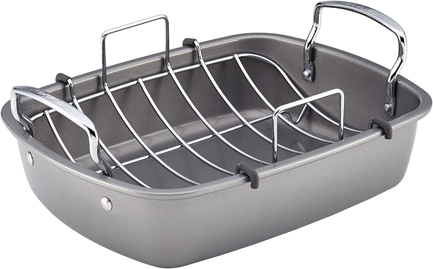 Circulon Nonstick Roasting Pan / Roaster with Rack - 17 Inch X 13 Inch. Gray