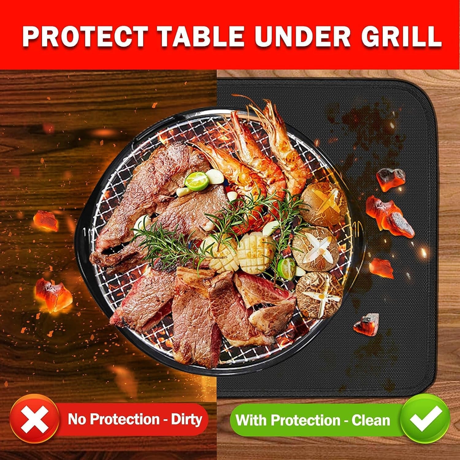 24 X 31 Grill Mat Fireproof for Outdoor Grill Protecting Prep Barbecue Table - Heat Resistant BBQ Tabletop Grilling Griddle Pad. Easy to Clean & Storage - Waterproof & Foldable. 0.6Mm - Image 2