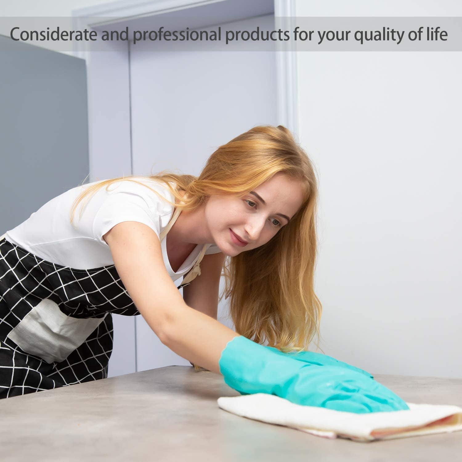 Reusable Dishwashing Cleaning Gloves with Latex Free. Cotton Lining.Kitchen Gloves 2 Pairs.Purple+Blue - Image 6