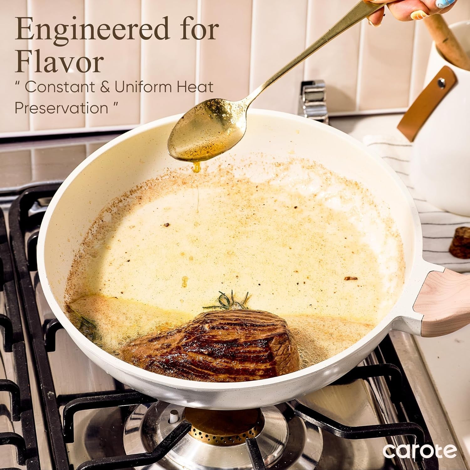 CAROTE 14 Pcs Pots and Pans Set Nonstick.Cookware Set Kitchen Cooking Set with Utensil and Pan Protectors - Image 7