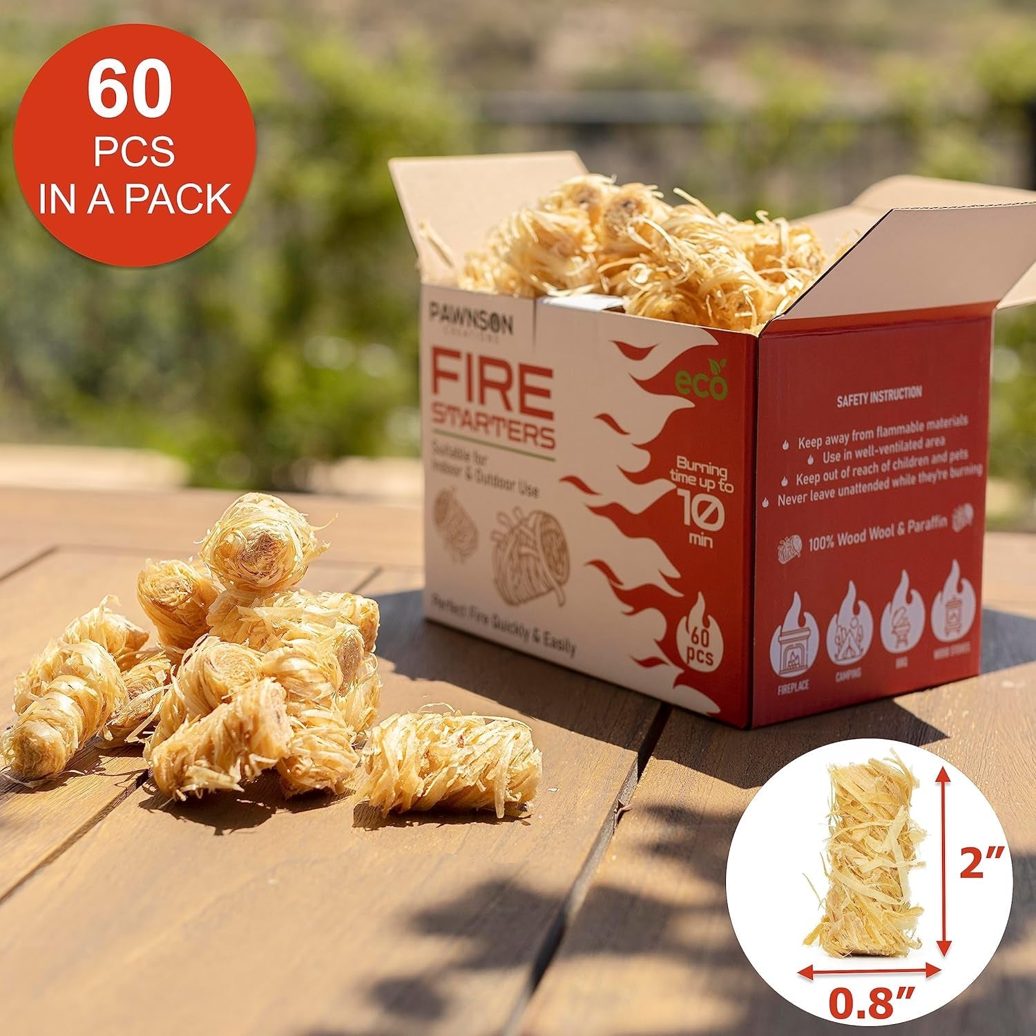 Fire Starters for Fireplace. Campfire. Wood Stove. Chimney. Pizza Oven. Fire Pit. Smoker. Grill. BBQ - All Weather Tumbleweeds Starter - Natural Odorless Indoor Outdoor Charcoal Firestarters 60 Pack - Image 2