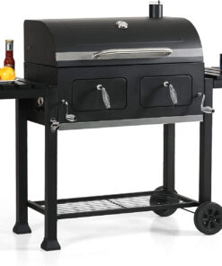 Captiva Designs Extra Large Charcoal BBQ Grill with Oversize Cooking Area(794 Sq.In.). Outdoor Cooking Grill with 2 Individual Lifting Charcoal Trays and 2 Foldable Side Tables