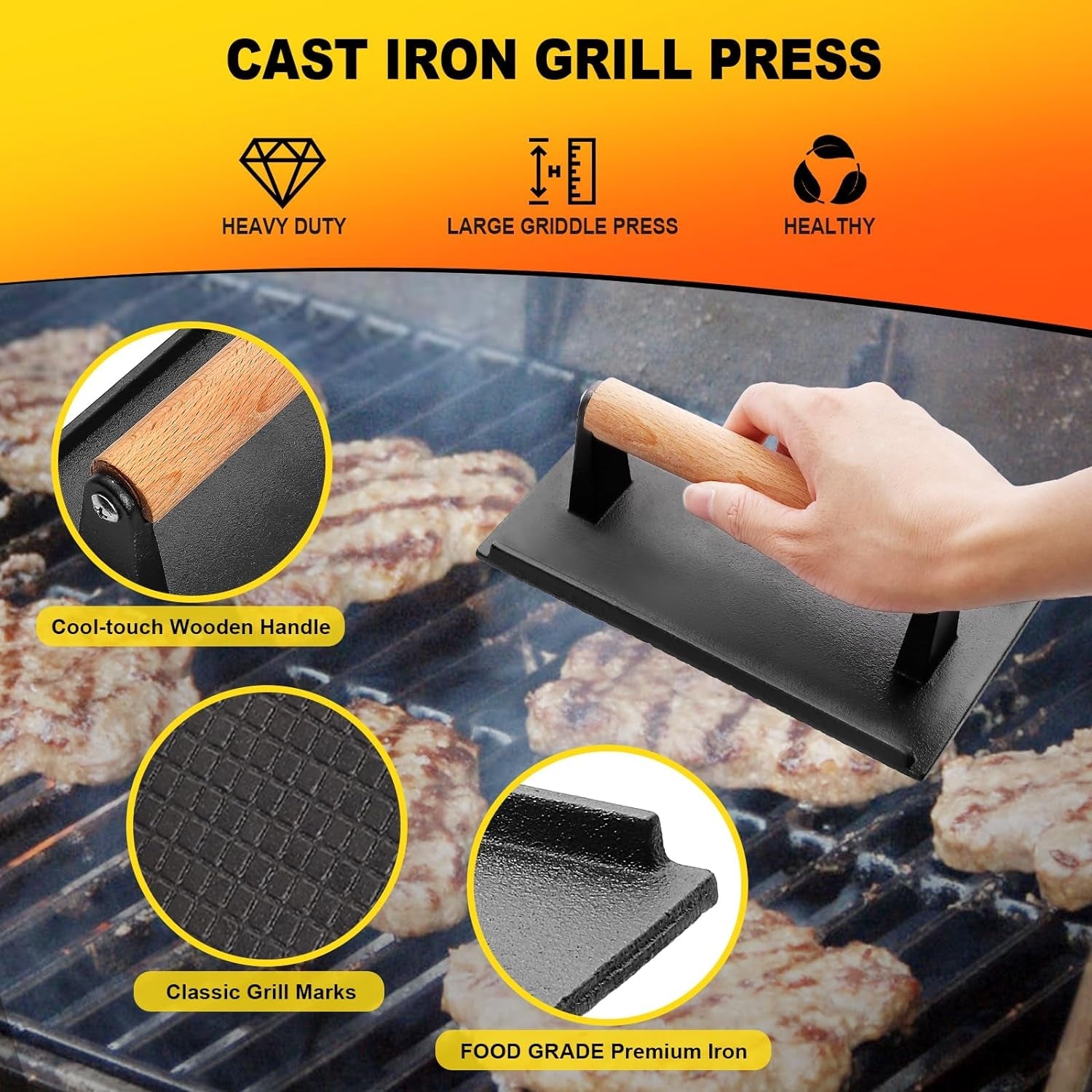CEKEE 10PCS Blackstone Griddle Accessories Kit. Flat Top Grill Accessories Kit for BBQ and Camp Chef. Grill Spatula Set with Enlarged Griddle Spatula. Burger Press. Scraper for Outdoor BBQ Cooking - Image 4