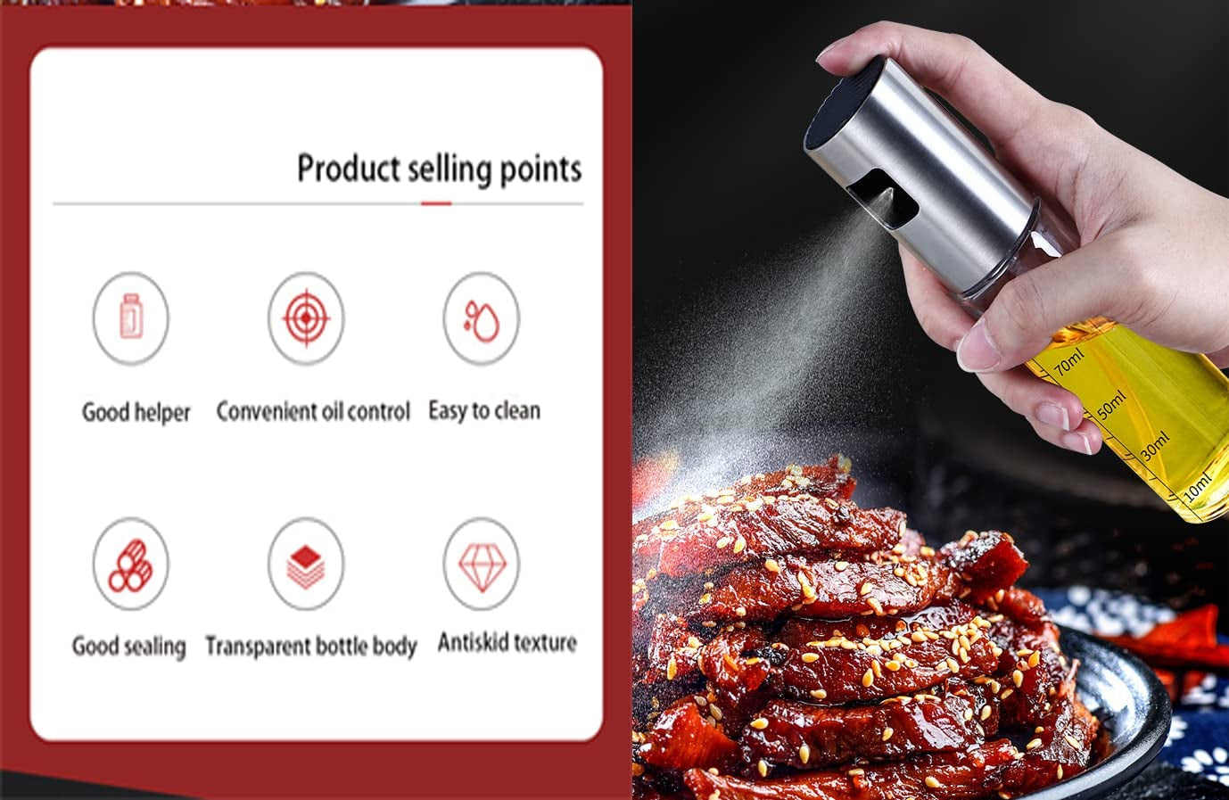 Oil Sprayer for Cooking.100Ml Olive Oil Spritzer.Oil Sprayer for Air Fryer. Salad.Bbq.Roasting - Image 5