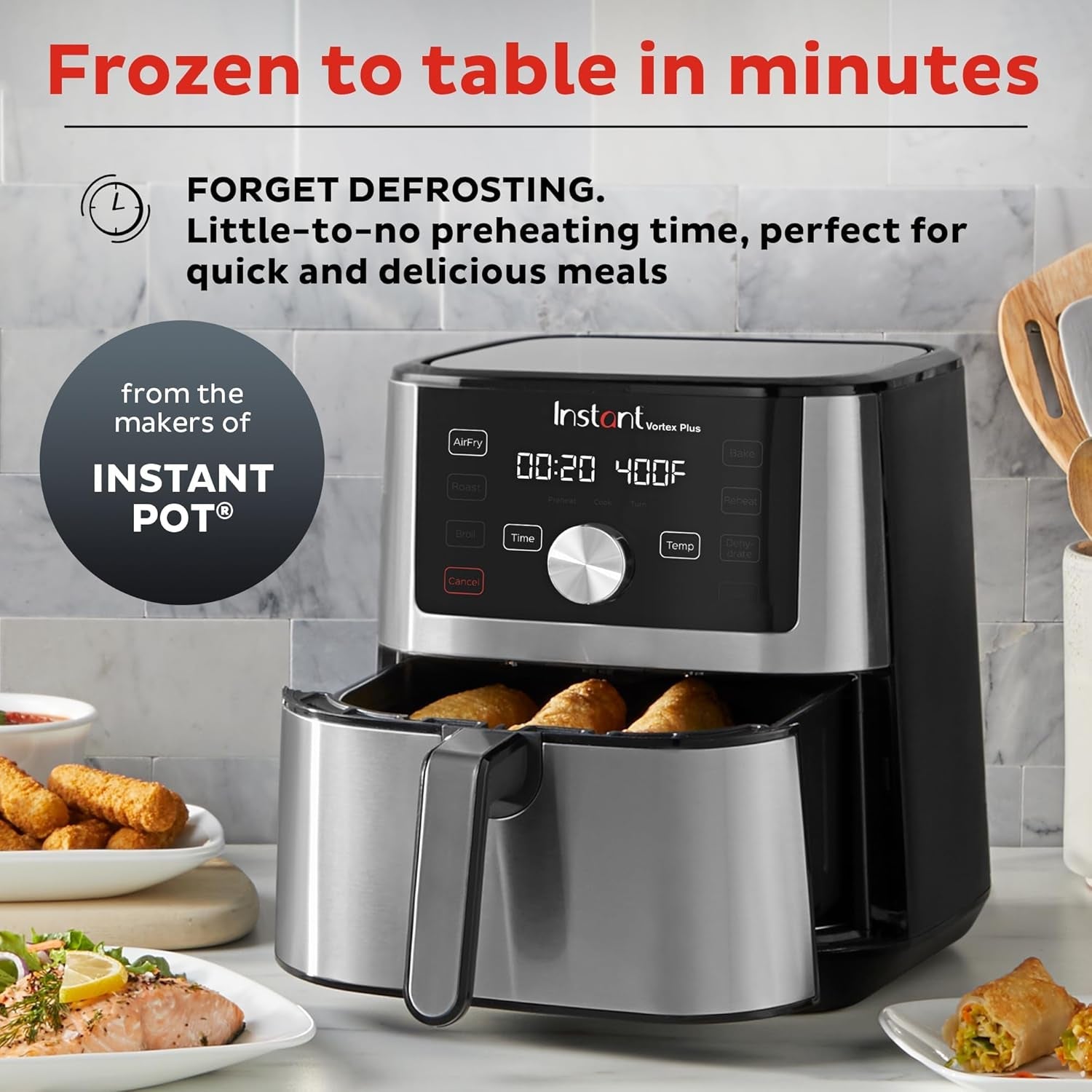 Instant Pot Vortex plus 6QT XL Air Fryer. 6-In-1. Broils. Dehydrates. Crisps. Roasts. Reheats. Bakes for Quick Easy Meals. 100+ In-App Recipes. Dishwasher-Safe. from the Makers of Instant Pot. Black - Image 2