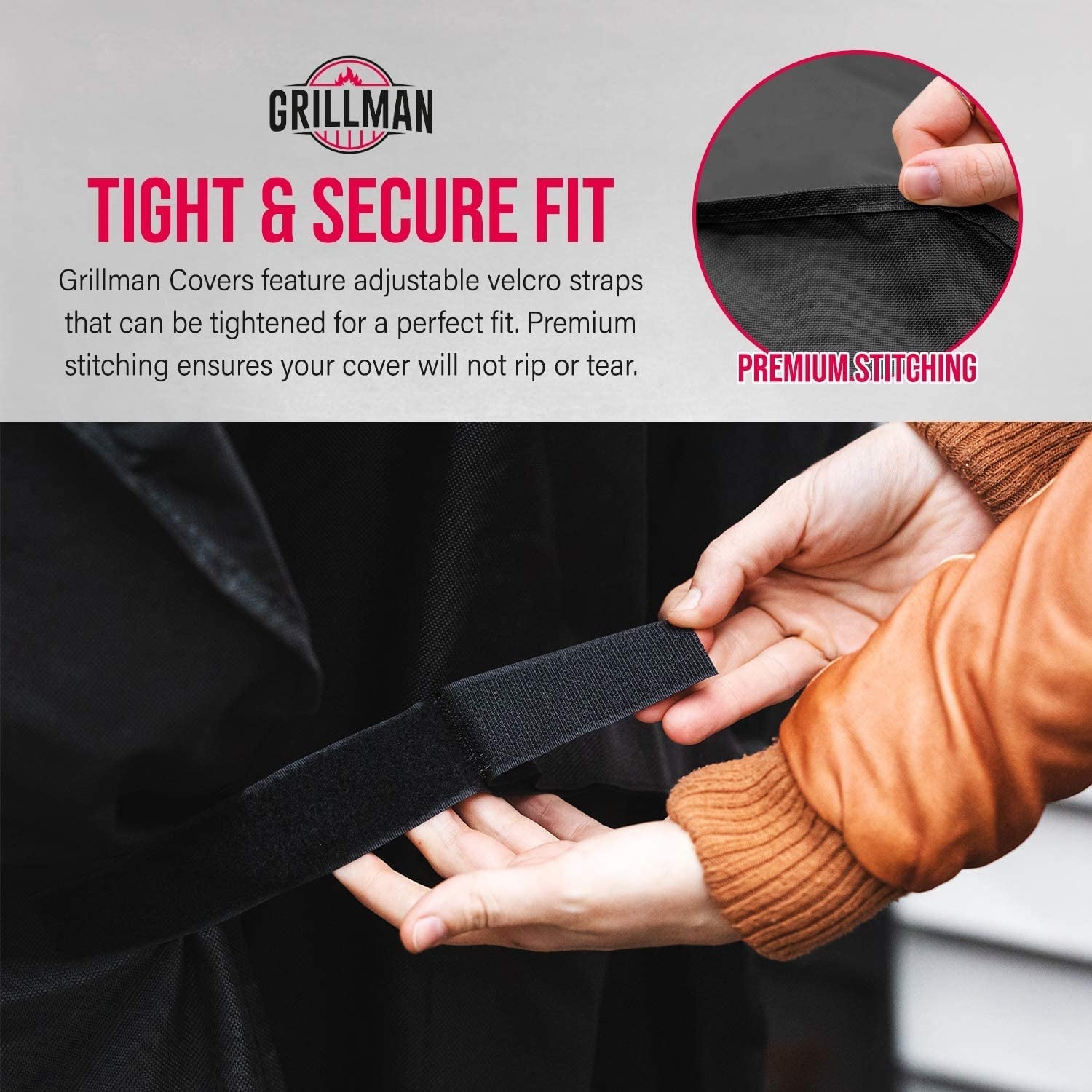 Grillman Premium Grill Cover for Outdoor Grill. BBQ Cover. Rip-Proof. Waterproof. Large Top Heavy Duty Grill Cover for outside Grill. Barbecue Cover & Gas Grill Covers (58 L X 24 W X 48 H. Black) - Image 4