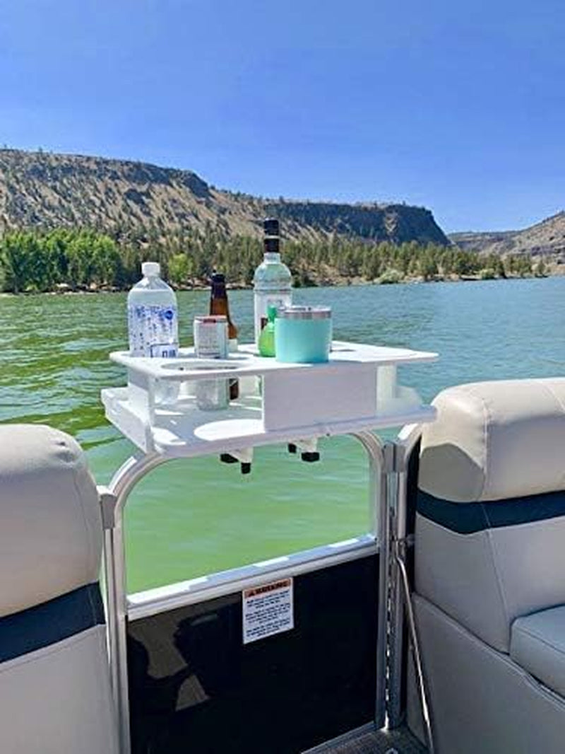 Bar Boat Caddy Organizer - Pontoon Rail Mount | Portable Boat Table and Boat Bar. Pontoon Tables for Boats with Cup Holders. Boat Storage Accessories - Image 5