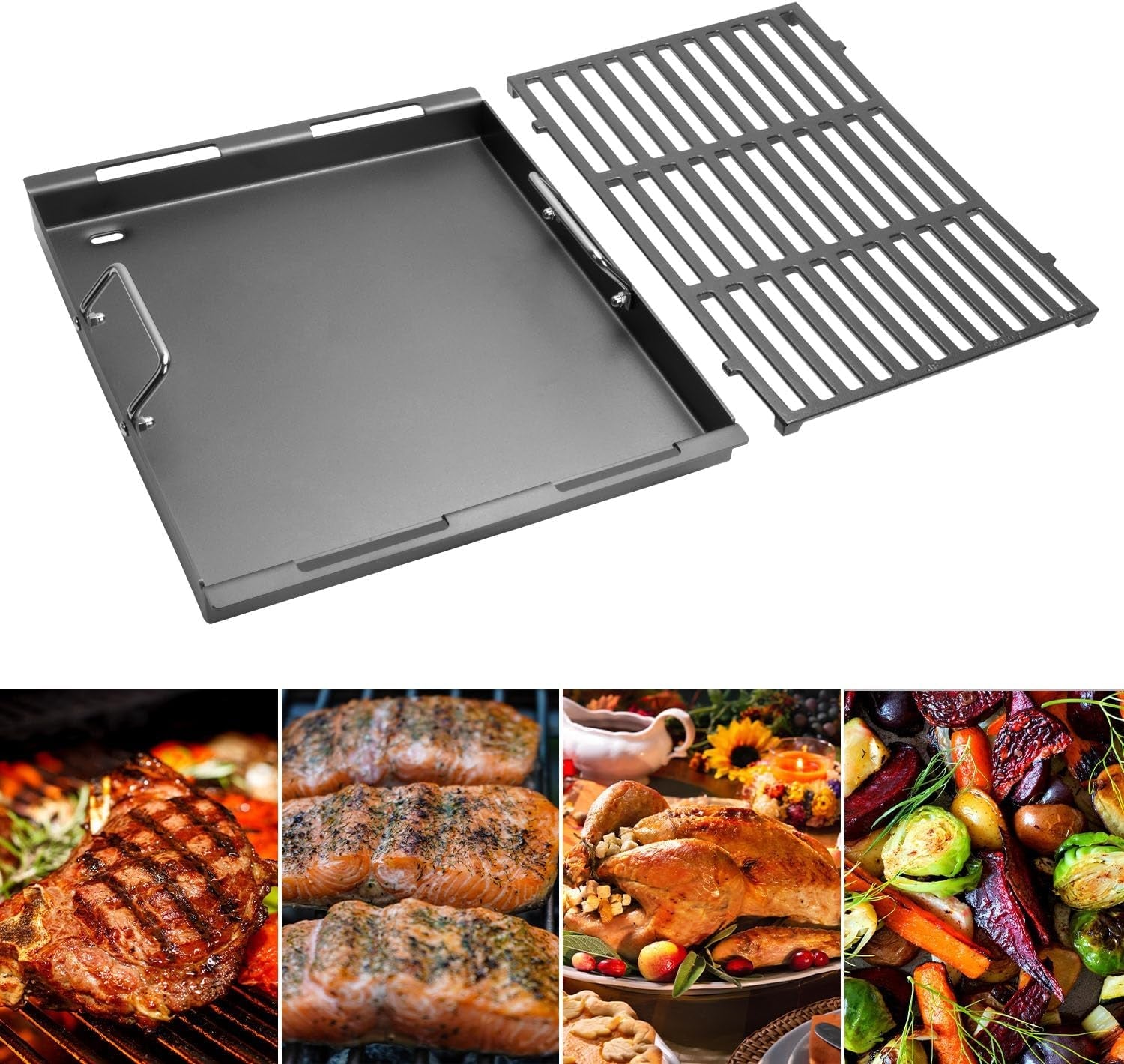 Cooking Griddle Inserts & Grate for Weber Genesis II 300 Series Grill. Flat Top Grill Griddle for Weber Genesis II E-310/315/325/330/335 S-310/335 and More. Replace for Weber 6788 Full-Size Griddle - Image 4
