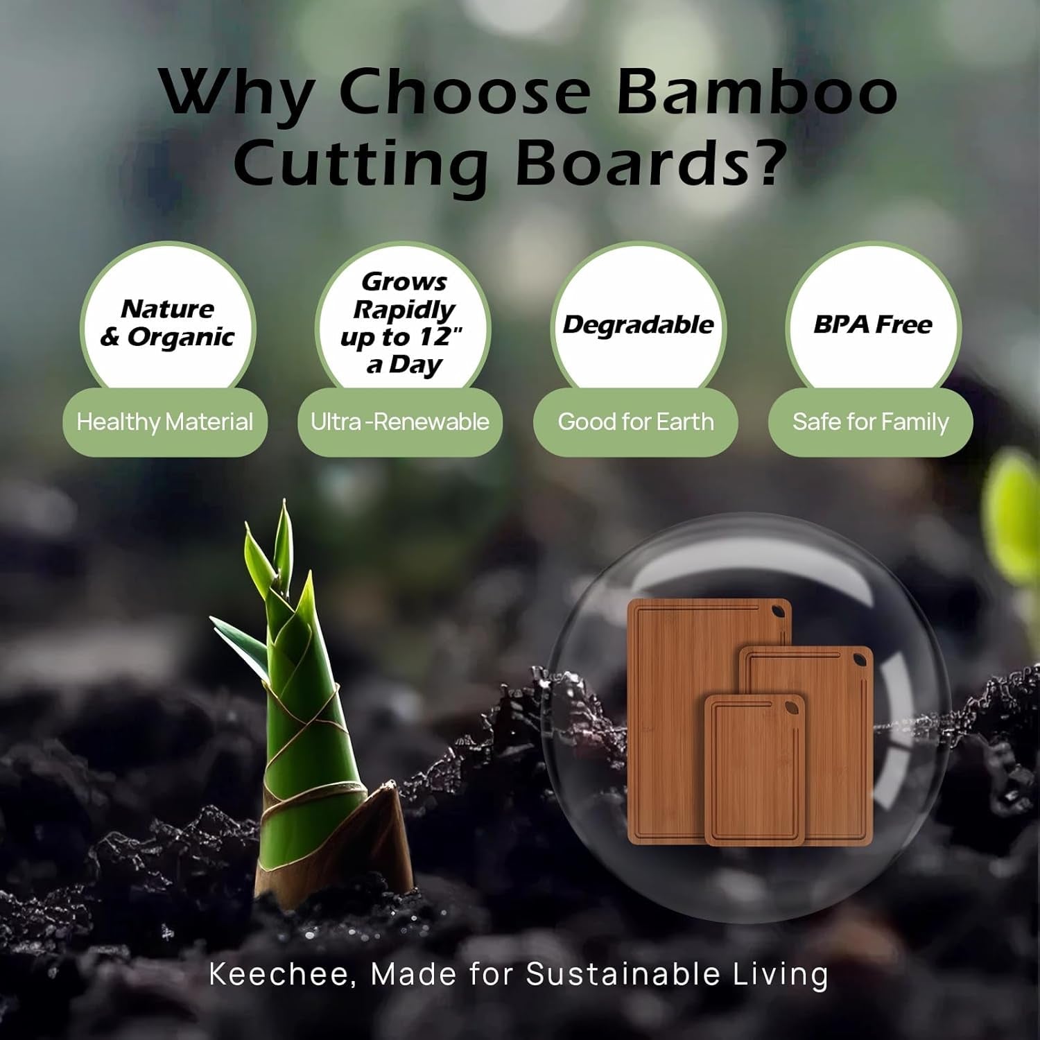 Bamboo Cutting Board. Durable Wood Cutting Boards for Kitchen with Deep Juice Grooves & Built-In Handles. Ideal Charcuterie & Chopping for Meat. Vegetables and Fruits Ideas Kitchen Gift for Home Cooks - Image 3