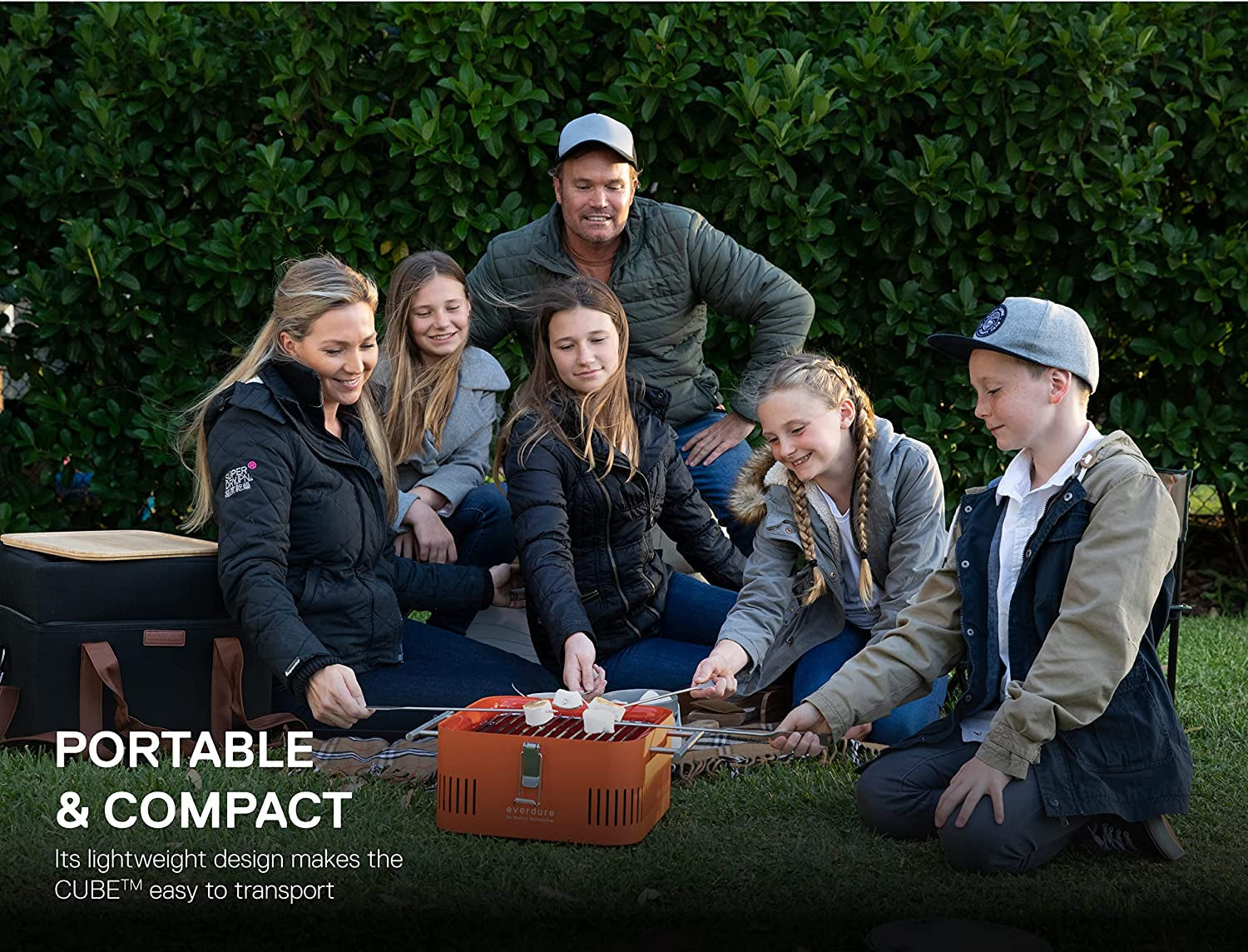 Everdure CUBE Portable Charcoal Grill. Tabletop BBQ. Perfect Tailgate. Beach. Patio. or Camping Grill. Lightweight & Compact Small Grill with Preparation Board & Food Storage Tray. Graphite - Image 7