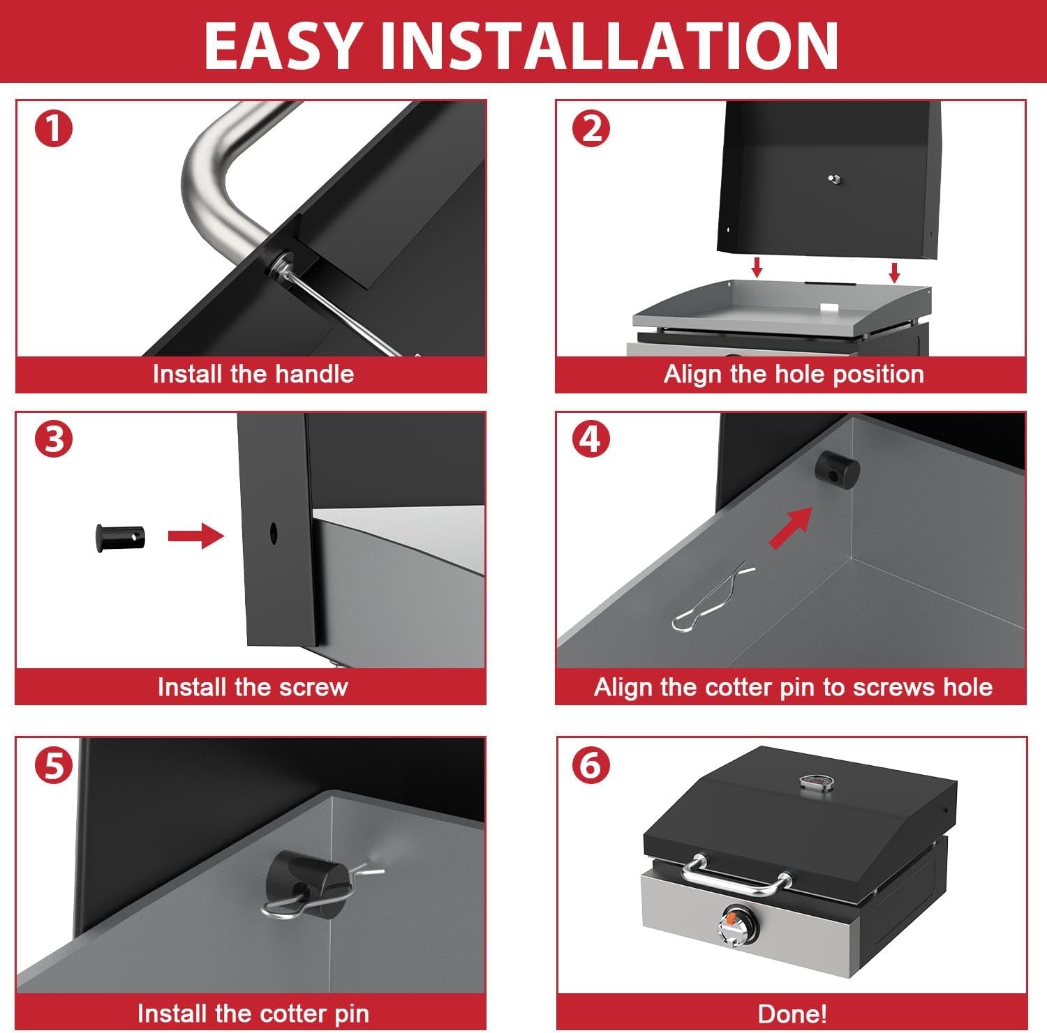 Grill Lid for Blackstone 17 Inch Griddle. Griddle Hood Hard Cover with Temperature Gauge for Blackstone 1832 1971 1814 1650 1900 & Blackstone Adventure Griddle. 17 Flat Top Griddle Lid - Image 7