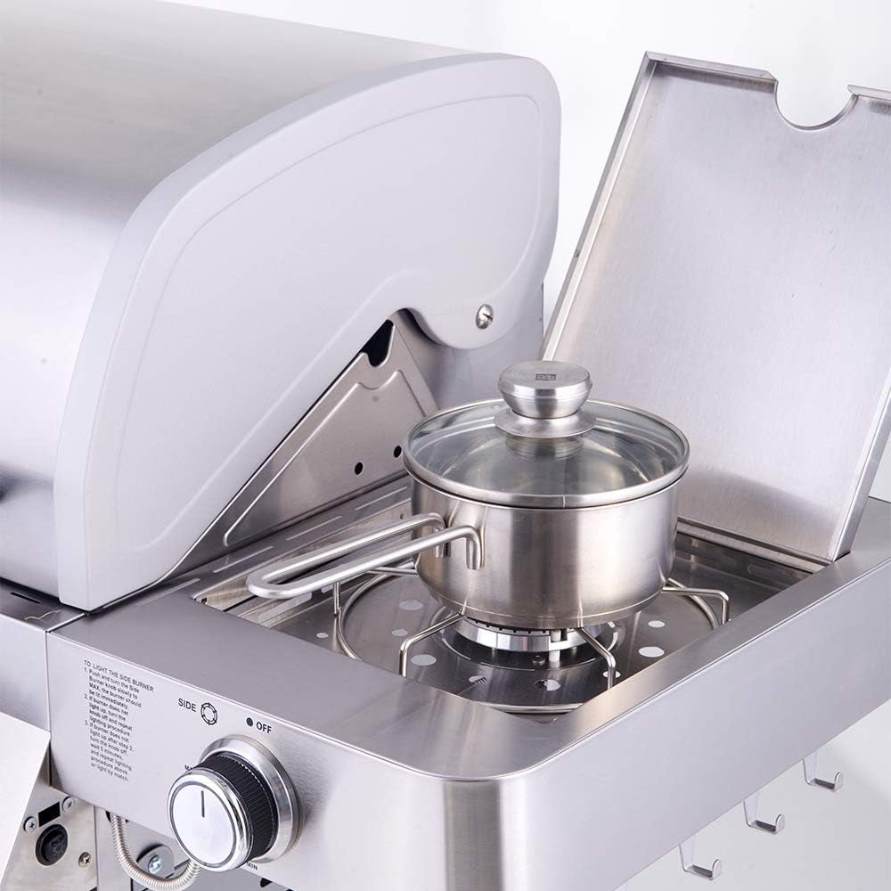 Monument Grills Larger Convertible 4-Burner Natural Gas Grill Stainless Steel Cabinet Style Propane Grills. LED Controls.Side Burner(Without Conversion Kit) - Image 4