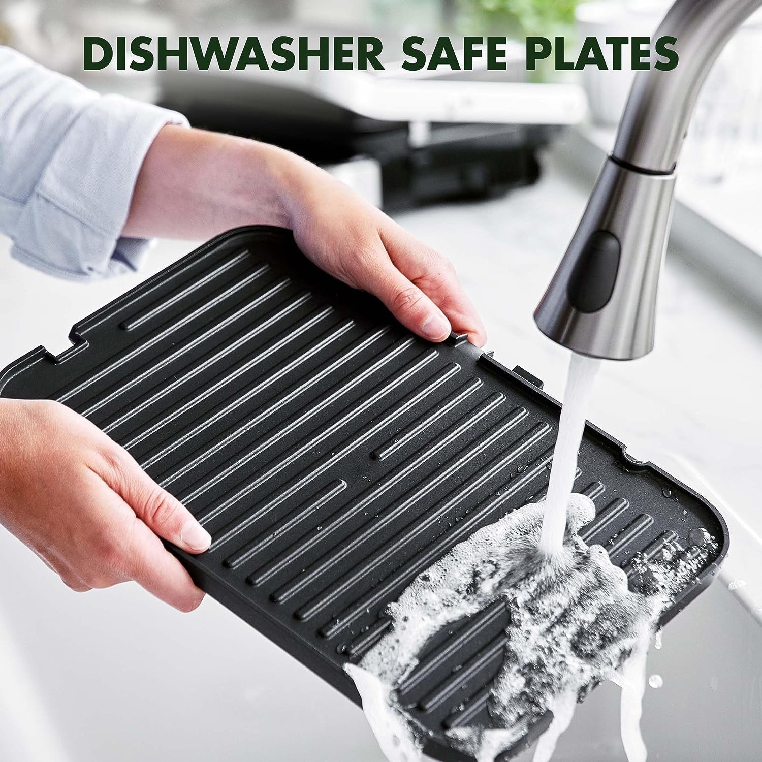 Elite 7-In-1 Multi-Function Contact Grill & Griddle. Healthy Ceramic Nonstick Aluminum. Two Sets of Grill & Waffle Plates. Adjustable Shade & Shear. Closed Press/Open Flat Surface.Cream White - Image 8