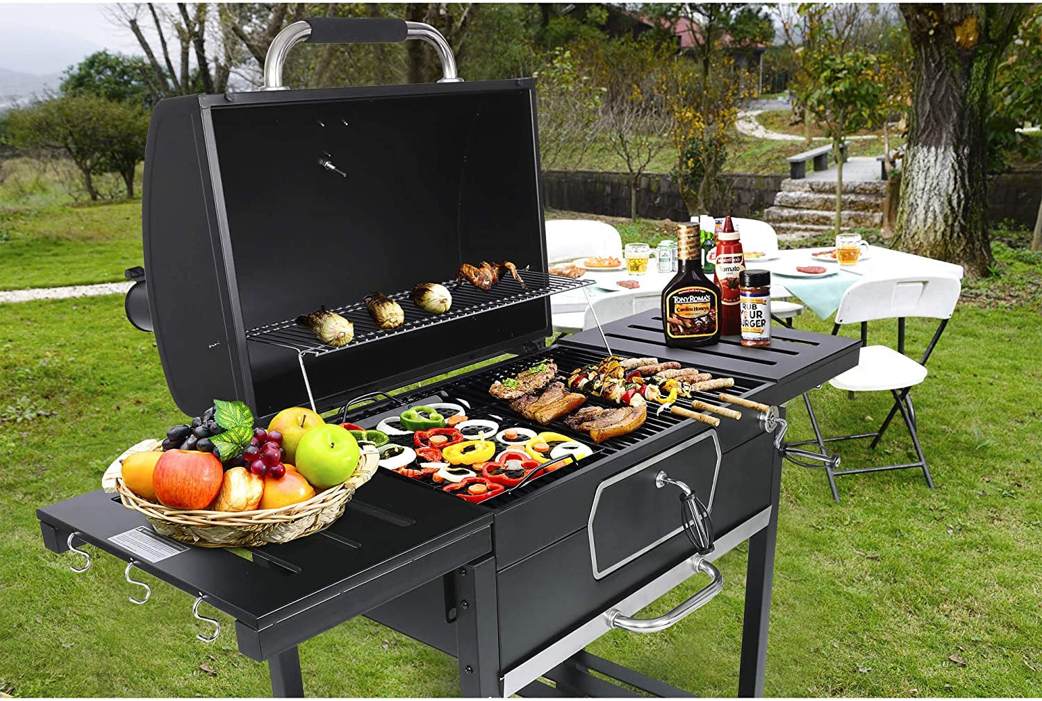 CD2030AN 30-Inch Charcoal Grill. Deluxe BBQ Smoker Picnic Camping Patio Backyard Cooking. Black. Large - Image 8