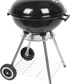 Outvita 18 Inch Portable Charcoal Grill. Stainless Steel BBQ Kettle Charcoal Grill with Wheels and Storage Holder for Camping. Picnic. Barbecue. Party. Outdoor Activities