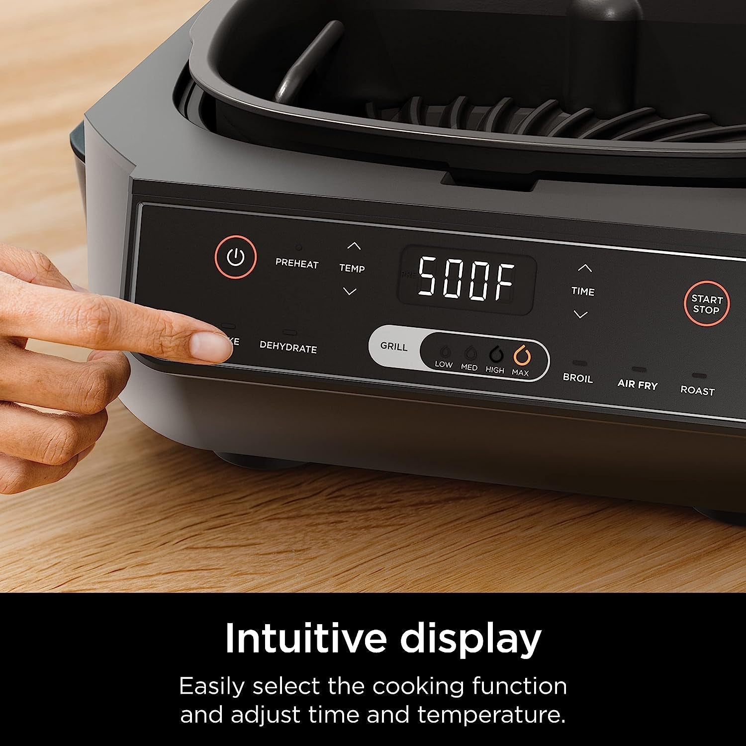 EG201 Foodi 6-In-1 Indoor Grill with Air Fry. Roast. Bake. Broil. & Dehydrate. 2Nd Generation. Dishwasher Safe. Black/Silver - Image 8