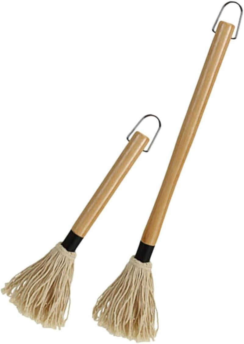 Amosfun Mop Grill Basting Mop 2Pcs Long Wood Handle BBQ Sauce Brushes Cotton Fiber Heads Barbecue Mop for Roasting Grilling Steak Brush - Image 3