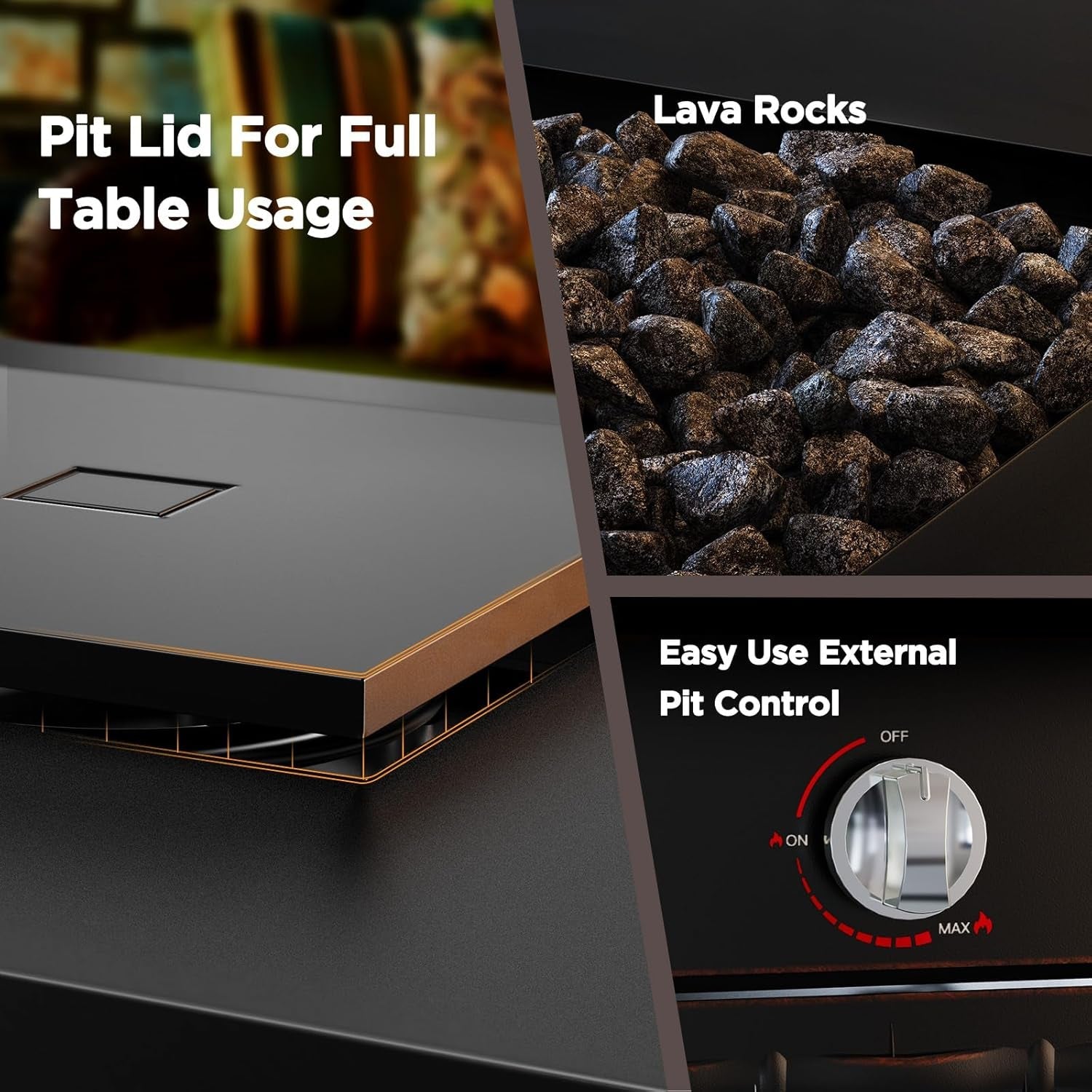 Ciays 32 Inch Propane Fire Pit. Csa-Listed Outdoor Gas Fire Pits 50.000 BTU Steel Fire Pit Table with Lid. Add Warmth and Ambience to Gatherings and Parties on Patio Deck Garden. Black.Cifpt4B - Image 4