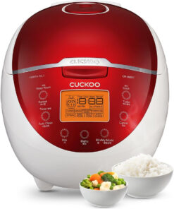 Cuckoo CR-0655F Rice Cooker & Warmer. 6 Cups. LCD Display 11-Menu Options - White. Turbo. Mixed. and Brown/Gaba Rice. Porridge. Steam Multi Cook. My Mode. 16-Various Cooking Methods. Sm. Red/White