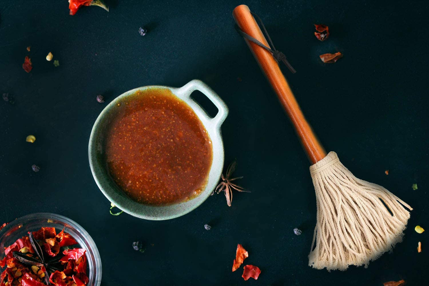 16 BBQ Sauce Basting Mops & Brushes for Roasting or Grilling. Apply Barbeque. Marinade or Glazing. Cotton Fiber Head and Hardwood Handle. Dish Mop Style. Perfect for Cooking or Cleaning - Pack of 3 - Image 7