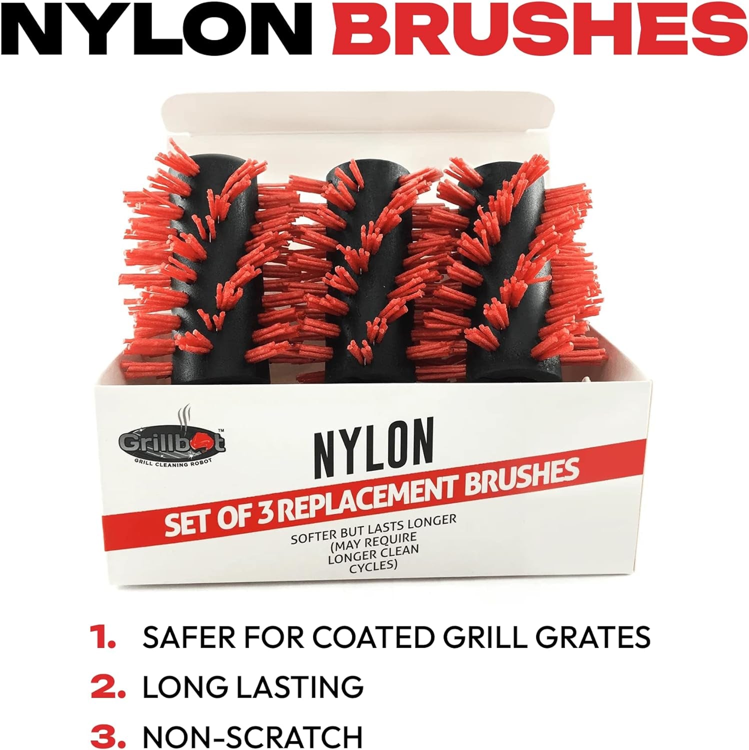 Automatic BBQ Grill Cleaning Robot Replacement Brush - Grill Cleaner Parts. Grilling Accessories. Wire Brush Tool. Metal Brush - Set of 3 Each Stainless Steel. Nylon and Brass Variety Pack - Image 9