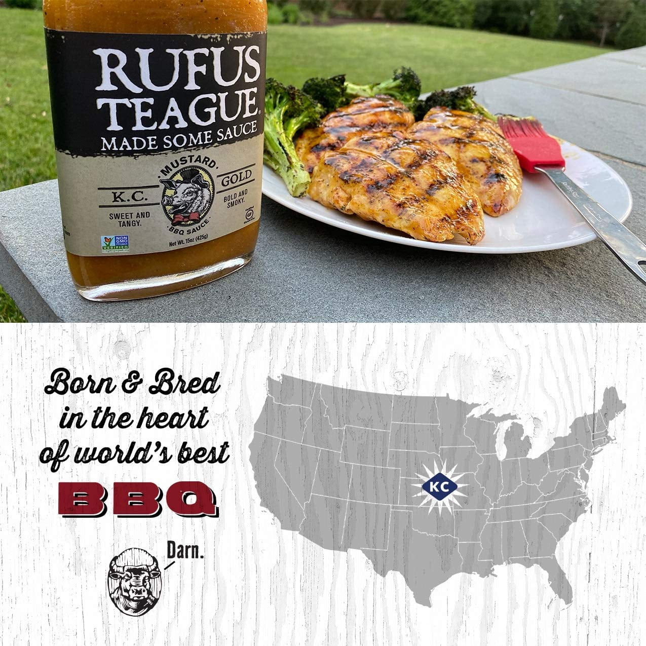 Rufus Teague - KC Gold BBQ Sauce - Premium Mustard Barbecue Sauce - 14.25 Oz Bottles - 2 Pack - Image 8