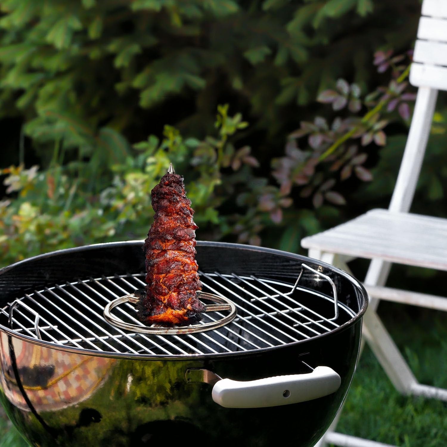 Vertical Skewer Turkey Fryer Stand Kit. Al Pastor Skewer with Removable Size Spikes (1 Base. 1 Skewers and 1 Chicken Hangers). Turkey Hanger Chicken Rack for Grill Meat. Stainless Steel - Image 6