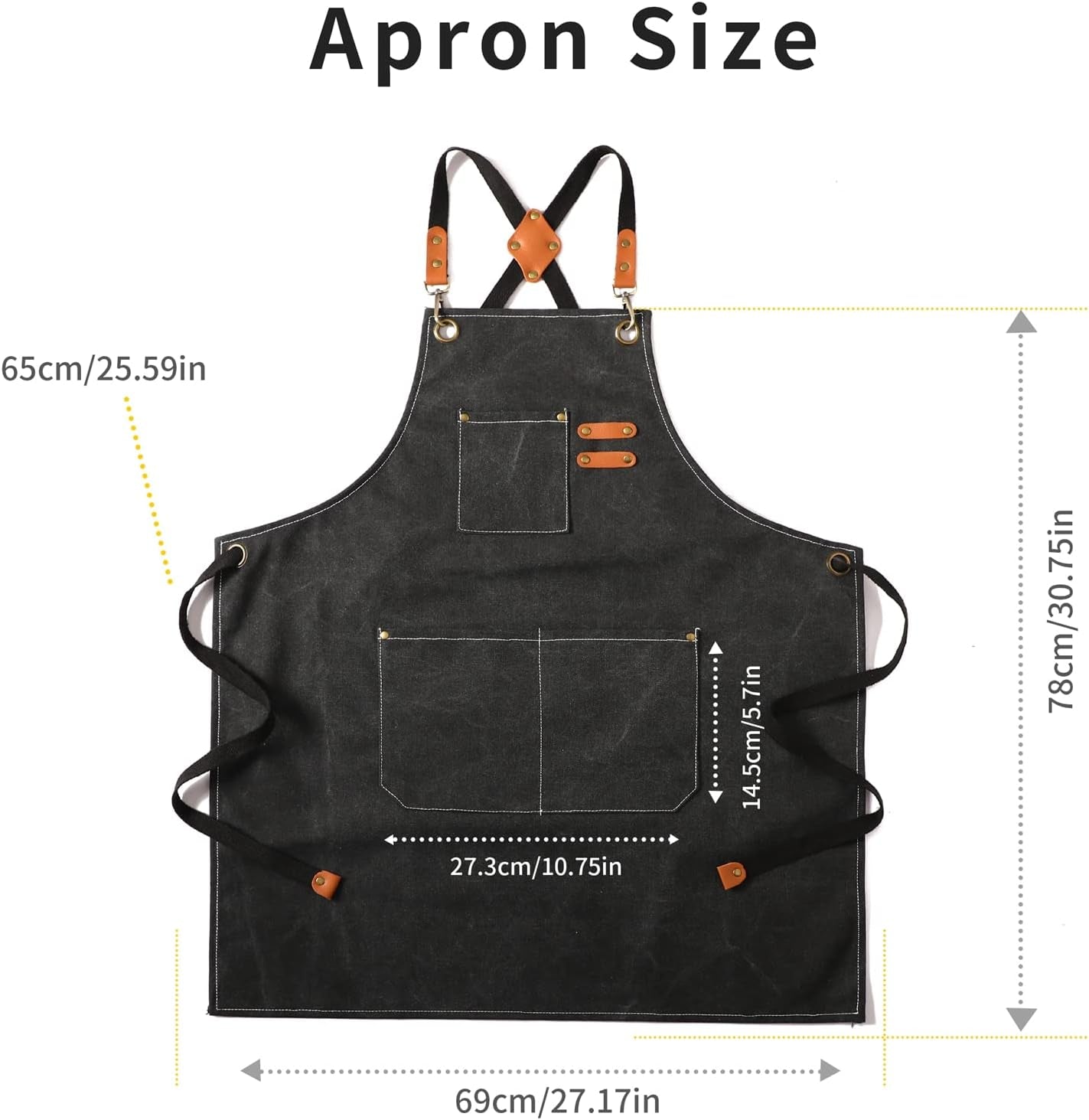 Canvas Cross Back Chef Cotton Aprons for Men Women with Large Pockets - Image 7