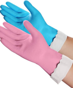 Household Cleaning Gloves - 2 Pairs Reusable Kitchen Dishwashing Gloves with Latex Free. Cotton Lining. Waterproof. Non-Slip. Ideal for Dishes. Household Chores. and Gardening (Medium)
