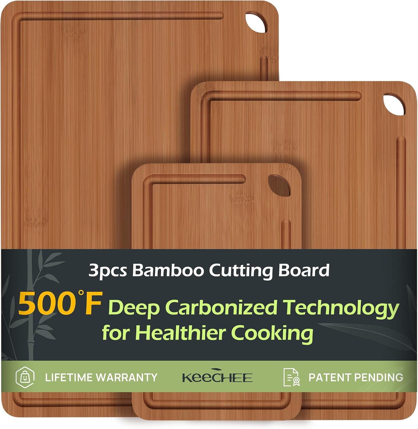 Bamboo Cutting Board. Durable Wood Cutting Boards for Kitchen with Deep Juice Grooves & Built-In Handles. Ideal Charcuterie & Chopping for Meat. Vegetables and Fruits Ideas Kitchen Gift for Home Cooks