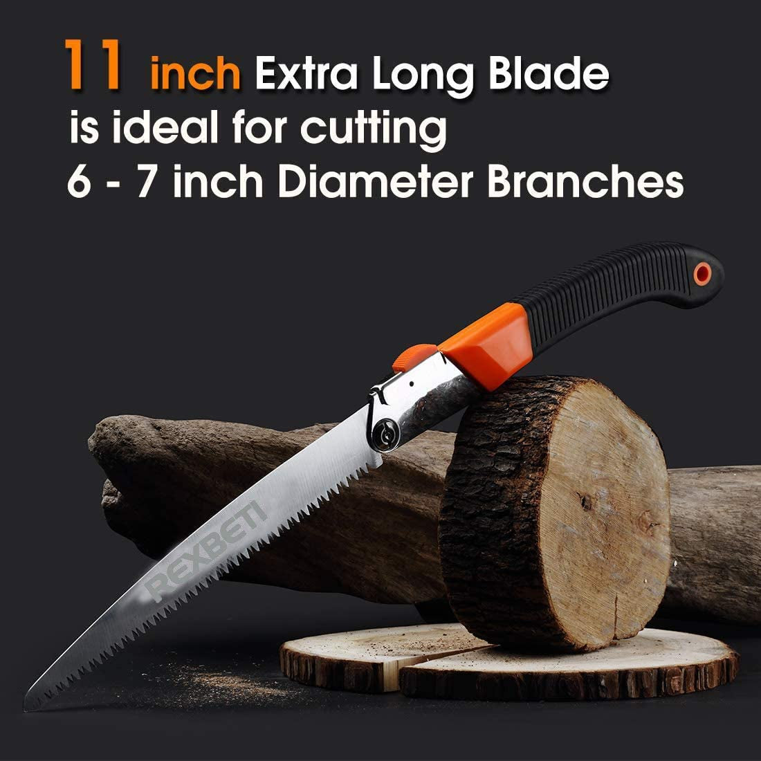REXBETI Folding Saw. Heavy Duty 11 Inch Extra Long Blade Hand Saw for Wood Camping. Dry Wood Pruning Saw with Hard Teeth. Quality SK-5 Steel - Image 2