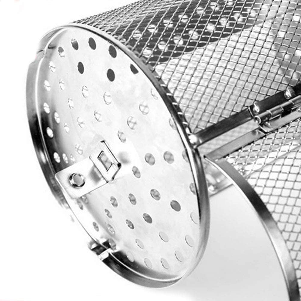 GEZICHTA BBQ Grill Roaster.Stainless Steel Grilled Cage.Bbq Rolling Grill Basket for Vegetables.Rotisserie Grill Peanut Beans French Fries Basket.Silver Grilling Accessories(22 * 11.7 Cm) - Image 9