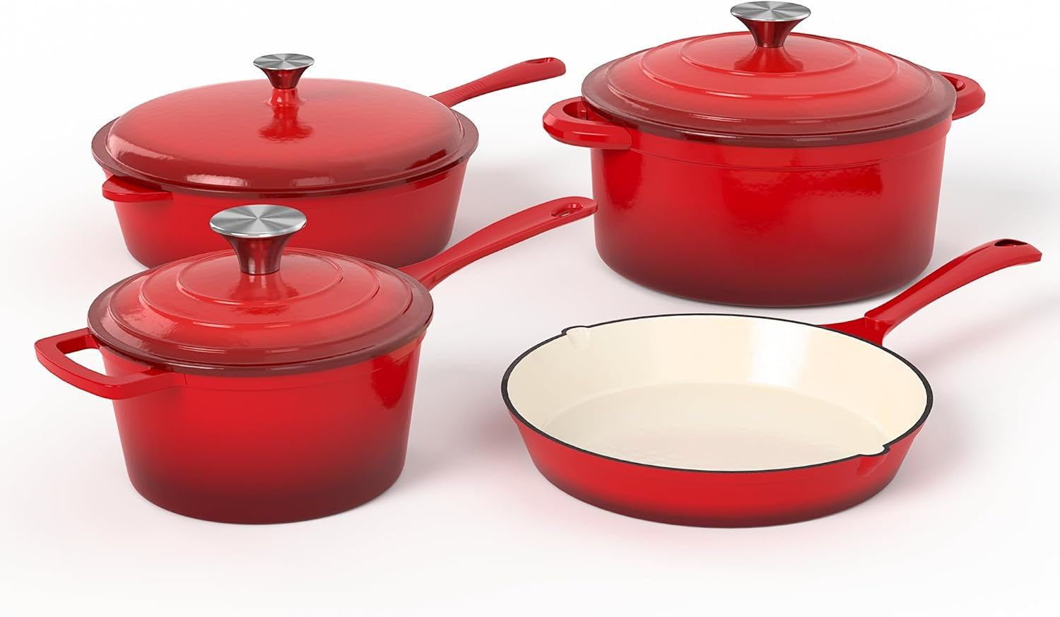 MAISON ARTS Enamel Cast Iron 7 Piece Cookware Set. Heavy Duty Dutch Ovens Pot with Lid. Red Non Stick Pots and Pans Sets. Oven Safe up to 500°F - Image 10