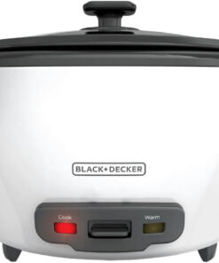 BLACK+DECKER Rice Cooker 28 Cups Cooked (14 Cups Uncooked) with Steaming Basket. Removable Non-Stick Bowl. White