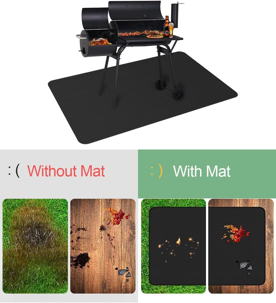 63 X 36'' XXL under Grill Mats for Outdoor Grill Deck Patio Protector. Easy to Clean Fireproof Double-Sided Oil Proof Heat Resistant BBQ Mat. Floor Fireplace Fire Pit Pads Mat (63X36 Inch) - Image 3