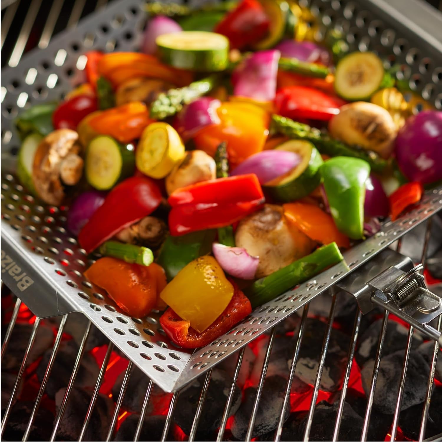 Stainless Steel Grill Basket with Removable Handle - Premium Grill Pan for Outdoor Cooking. BBQ Grilling Basket for Veggies & Fish. Vegetable Grilling Accessory. Grill Baskets for Outdoor Grill. Perfect Dad Gift - Braize - Image 5