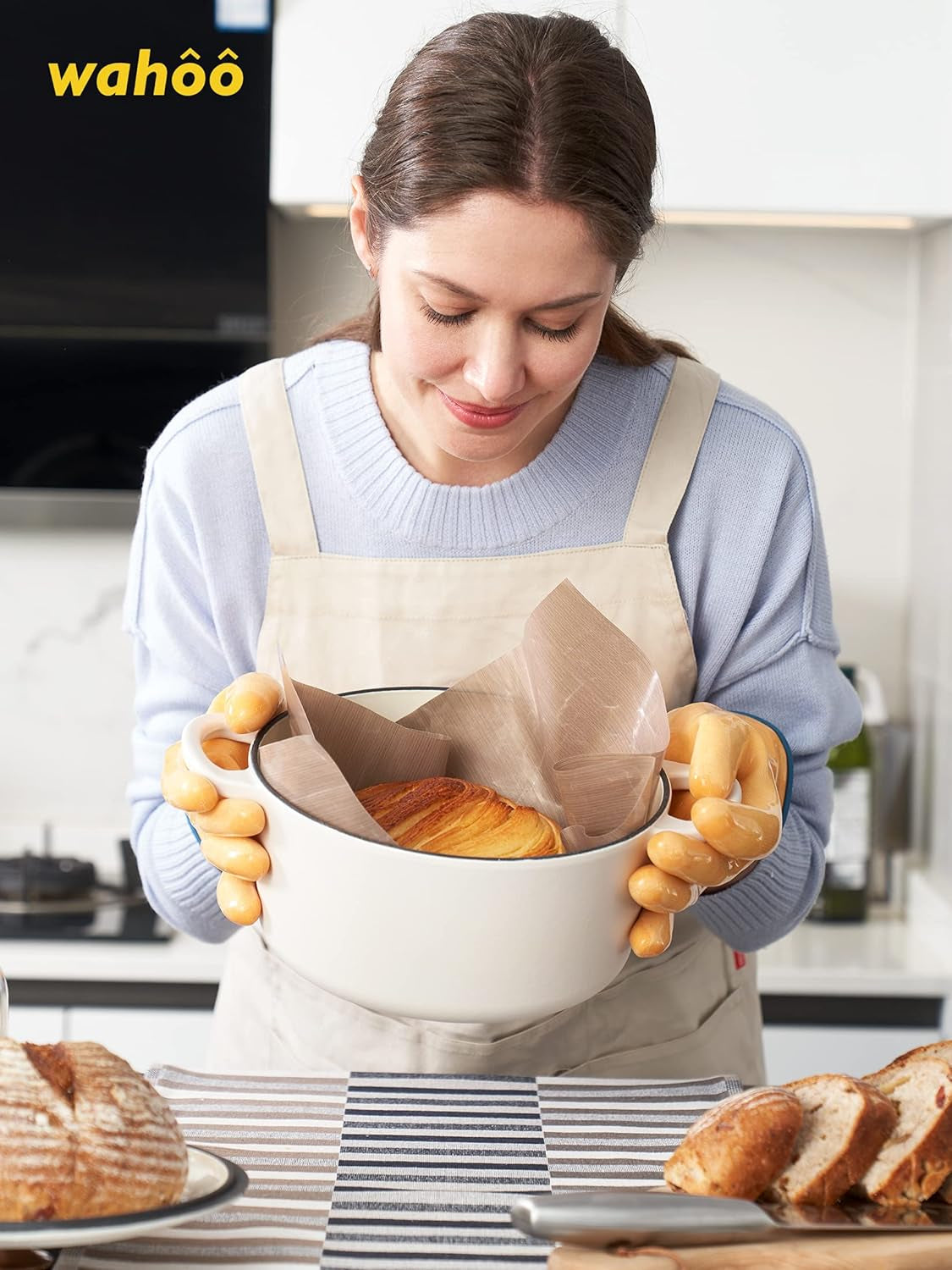 Wahoo Liquid Silicone Smoker Oven Gloves. Food-Contact Grade. Heat Resistant Gloves for Cooking. Grilling. Baking. Yellow. M/8 - Image 4