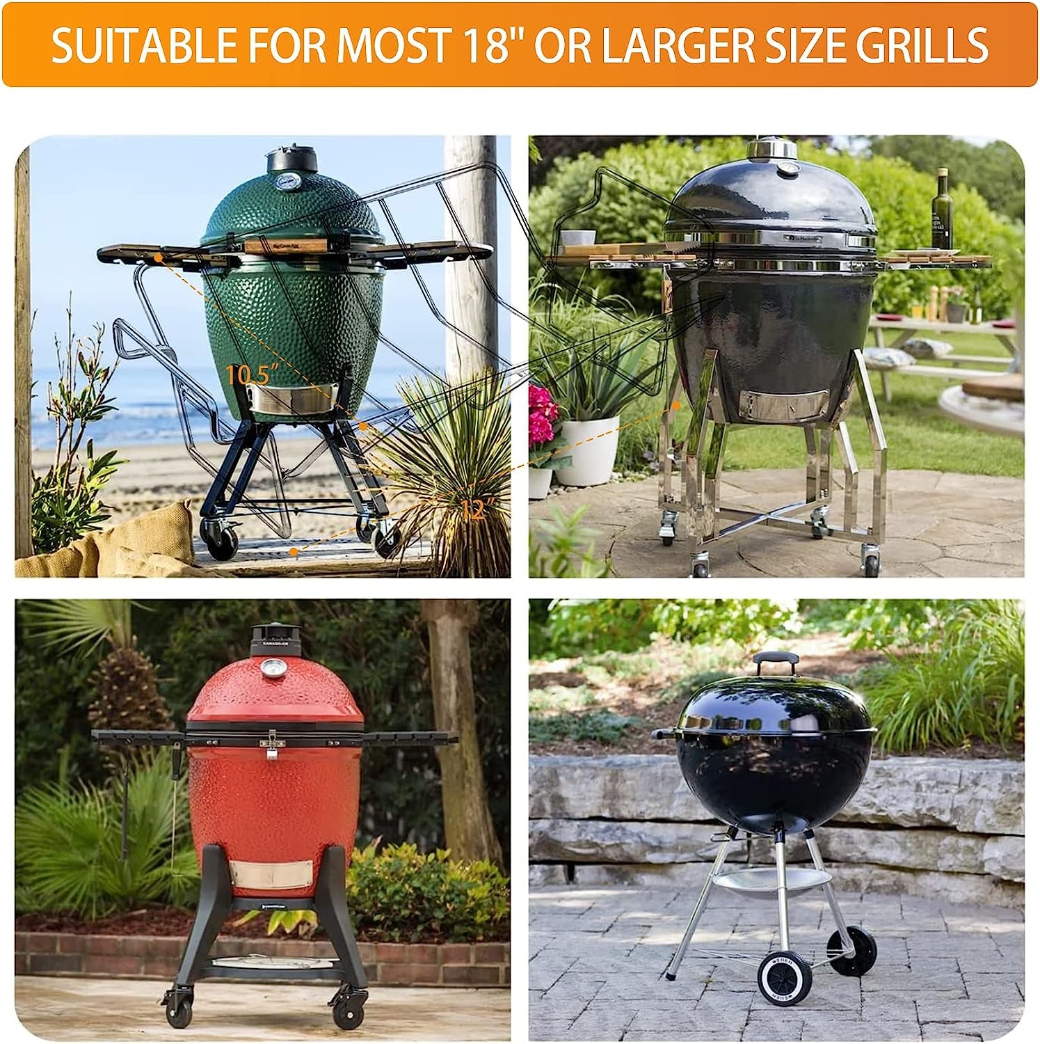 Burly Grill Turkey Rack Turkey Roast Rack for Big Green Egg. BBQ Rib Rack for Smoking Turkey Smoker Roasting Rack Roaster Pan Stainless Steel for Large Big Green Egg for Kamado Joe Pit Boss - Image 3