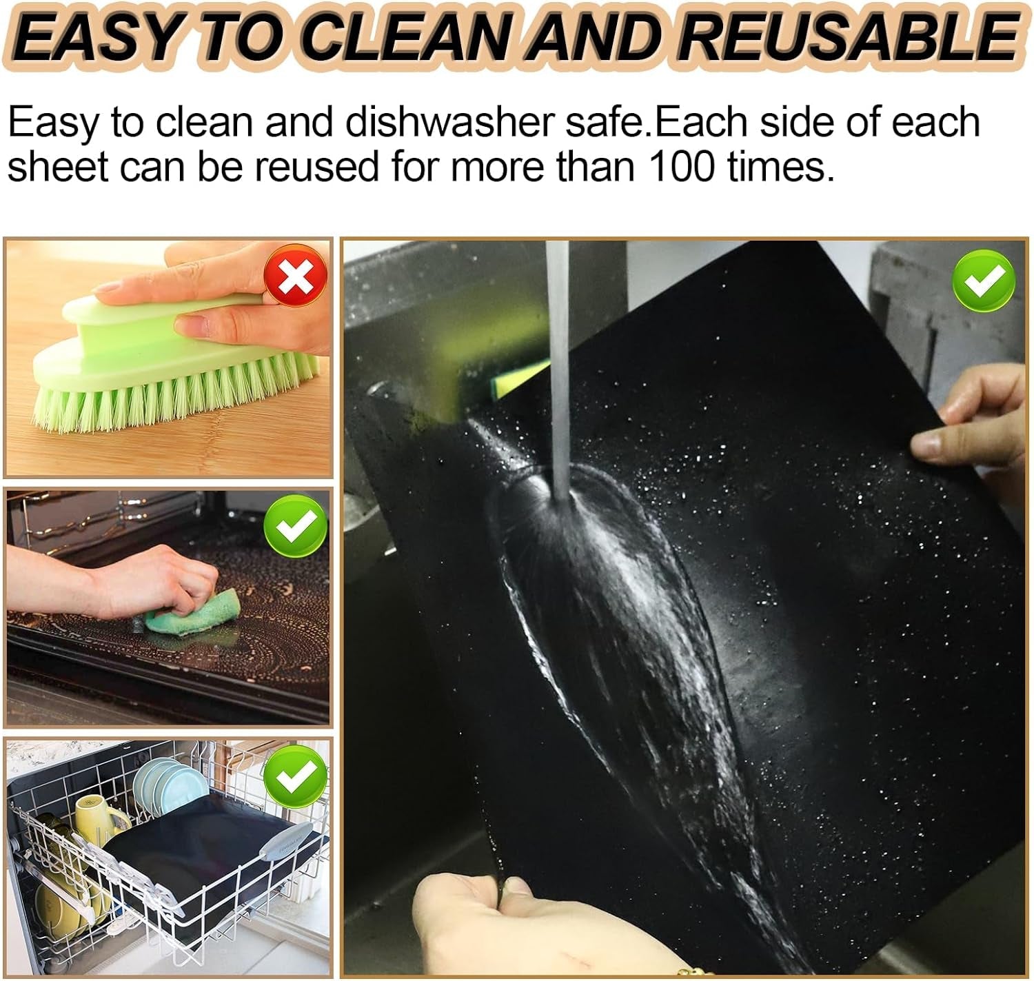 Ubeesize Grill Mats for Outdoor Grill Set of 6 - Heavy Duty Non-Stick BBQ Grilling Mat & Oven Liner. Reusable. Easy to Clean - Works on Oven. Gas. Charcoal. and Electric BBQ - 15.75 X 13 Inch - Image 5